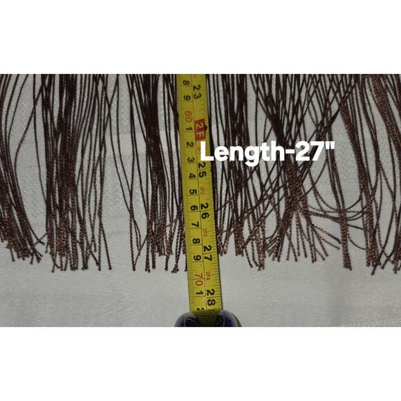 Vintage Lace Cardigan Kimono Top Sz 18/20 Medium Brown Fringe Boho Hippie USA - Picture 12 of 16